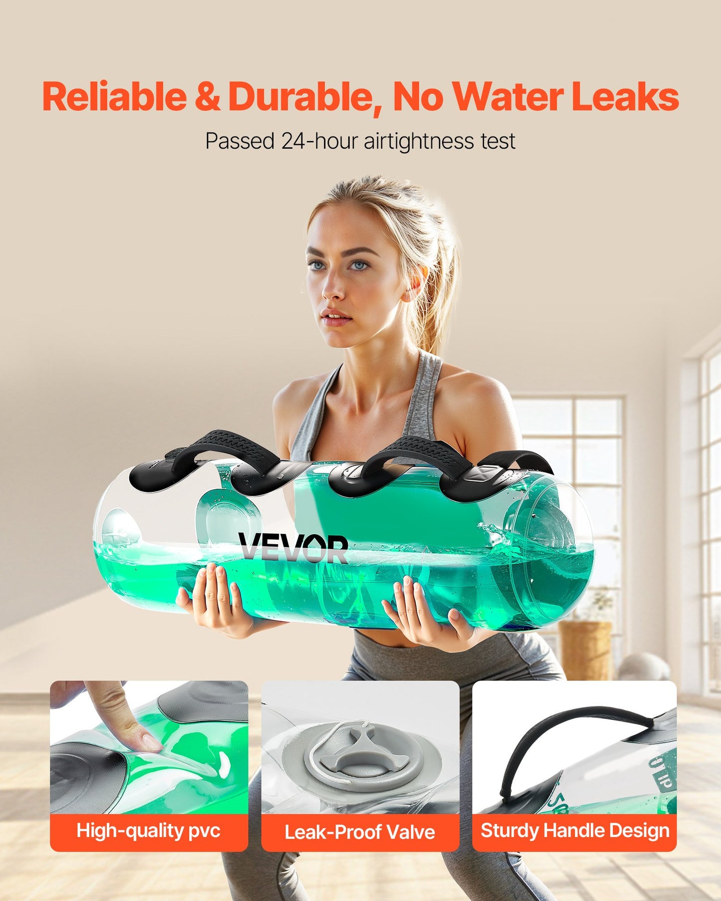 Water Weights Aqua Bag, Large Aqua Bags For Workout, 50 Lbs Adjustable Portable Stability Fitness & Full Body Exercise Equipment