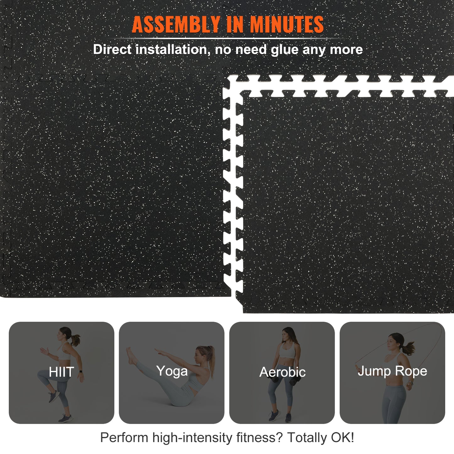 VEVOR 25 PCS Thick Gym Floor Mats, EVA Foam & Rubber Top Interlocking Workout Floor Mats