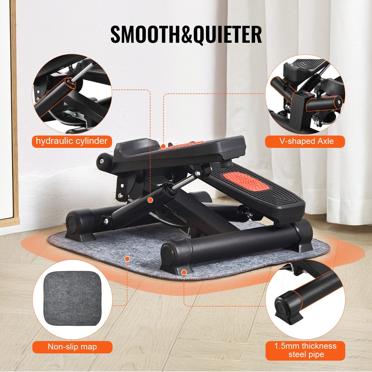 Stair Stepper, Mini Stepper For Exercise At Home, Hydraulic Fitness Twist Stepper